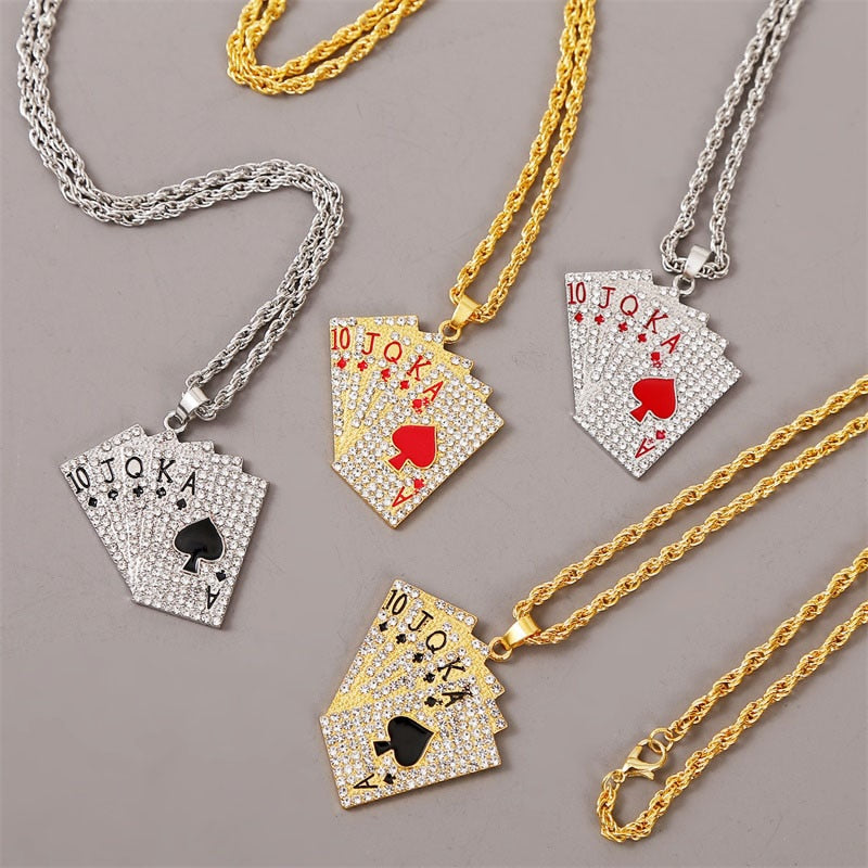 Playing Cards Pendant Necklace Chain