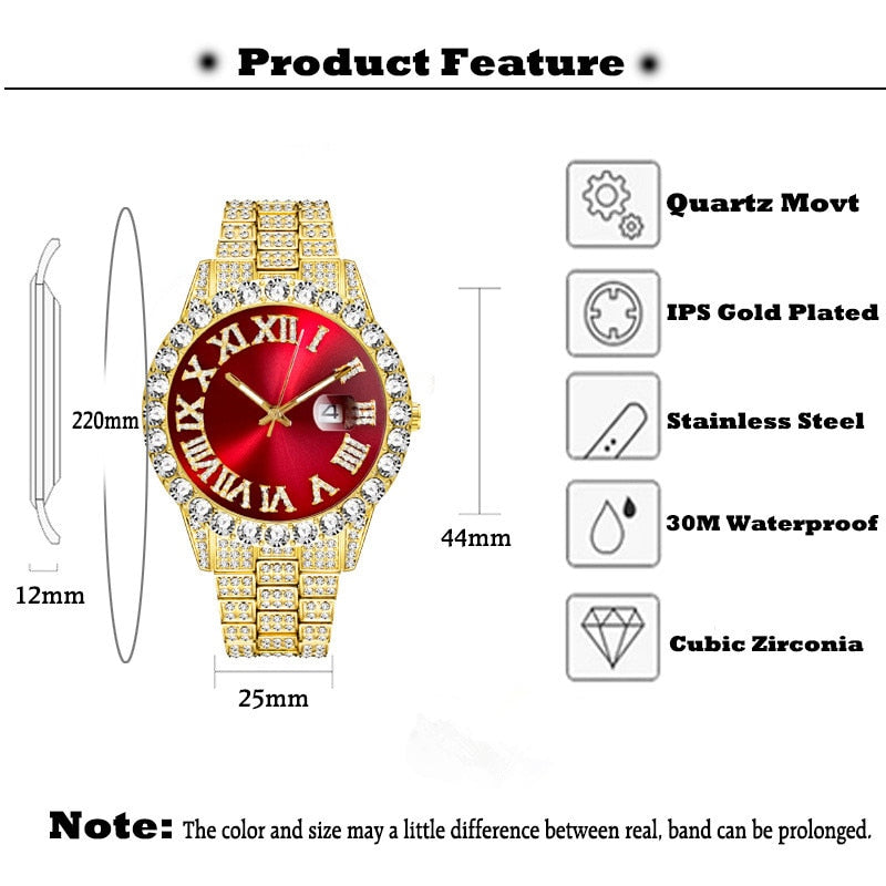 Silver/Gold Diamond Stainless Steel Colored Quartz Watch