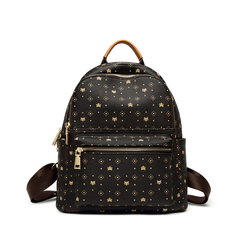 Women's PVC Printed Retro Monogram Laptop Backpack