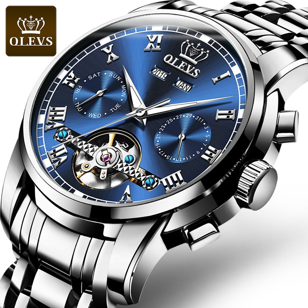 Automatic Self-Wind Mechanical Men Watches Stainless Steel Waterproof