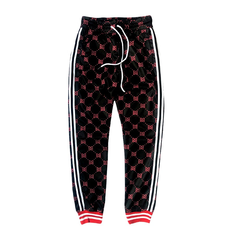 Men's Plaid 3D Printed Stitching Slim Training Sweatpants