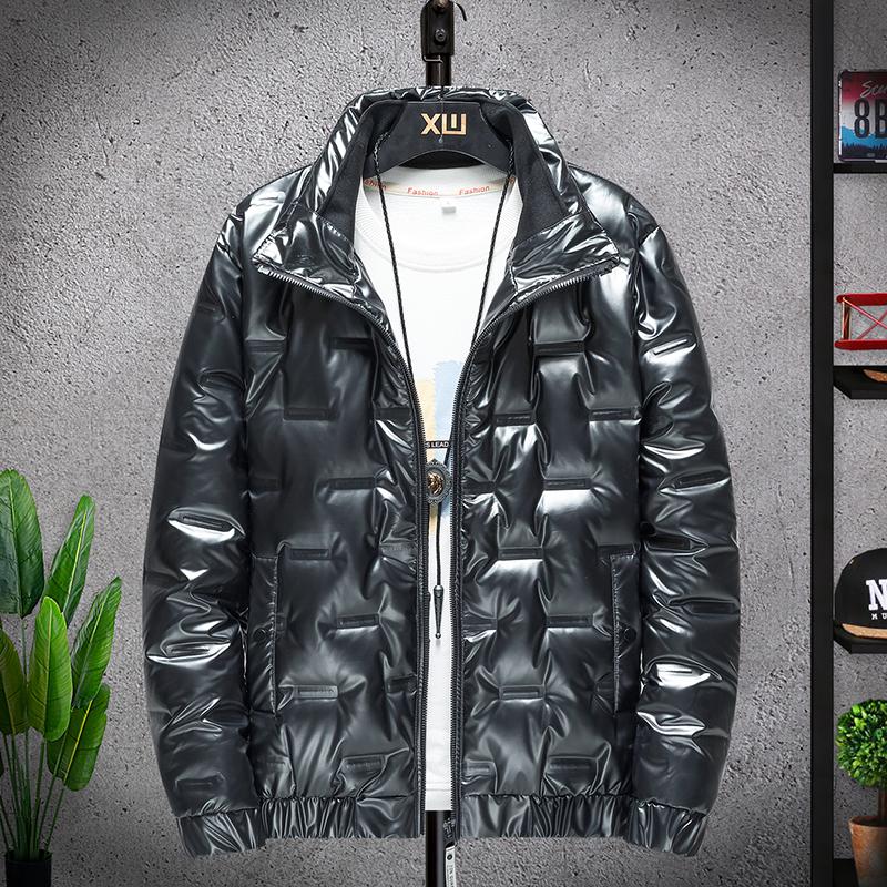 Men's Shiny Collar Warm Bomber Parka Waterproof Jacket