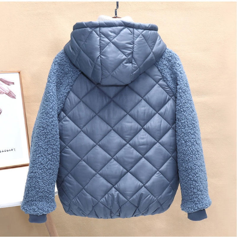 Quilted Hooded Loose Ladies Lightweight Cotton Jacket