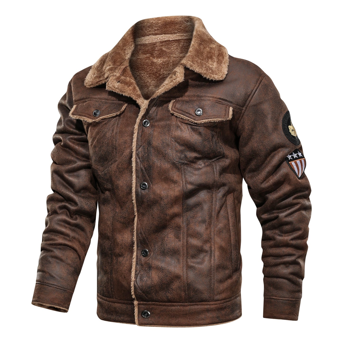 Cashmere Lined Men's Faux Leather Bomber Biker Leather Jacket