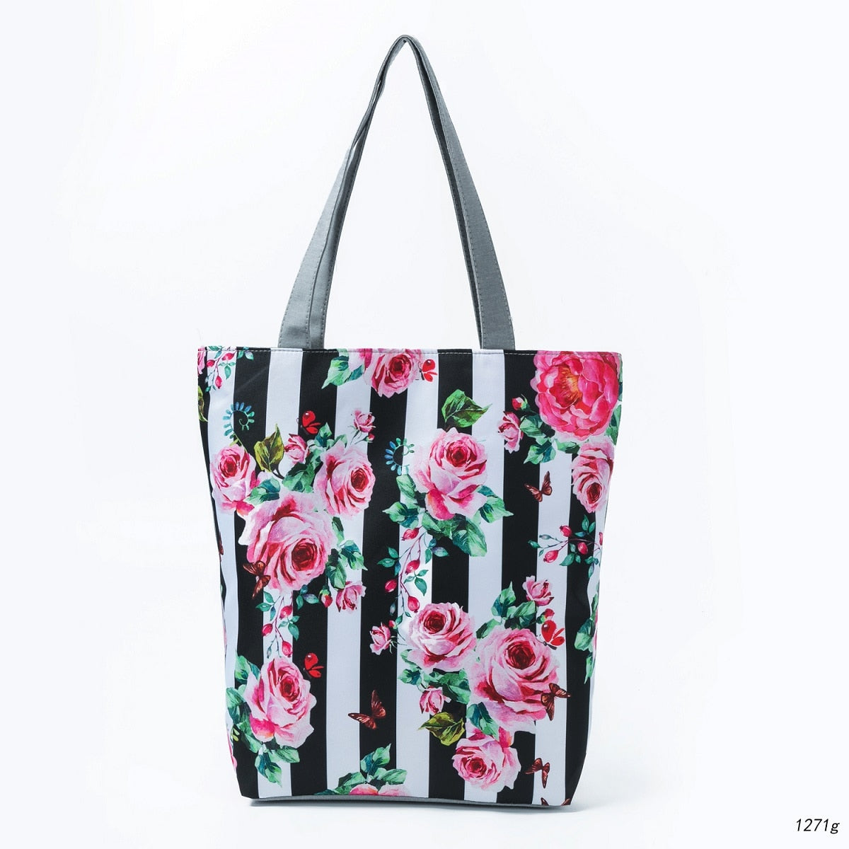 Floral Print Women Shoulder Canvas Shopping Tote Bag