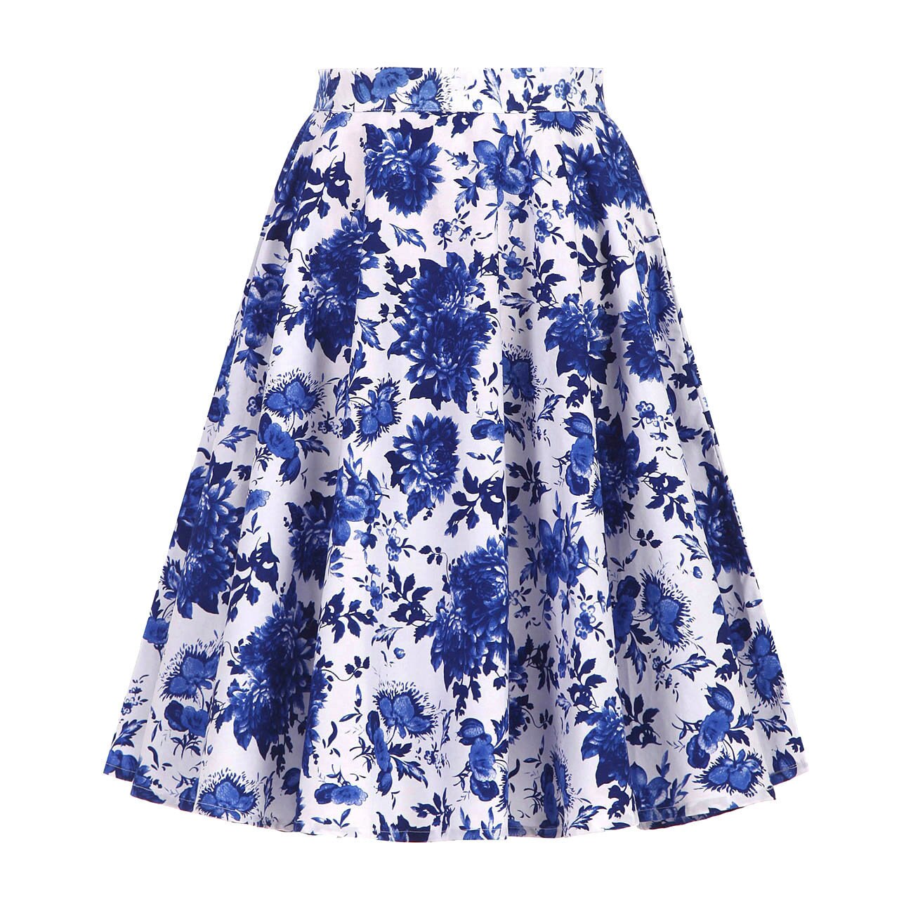 High Waist Skirt Cotton Womens Polka Dot Floral Print Swing Skirts