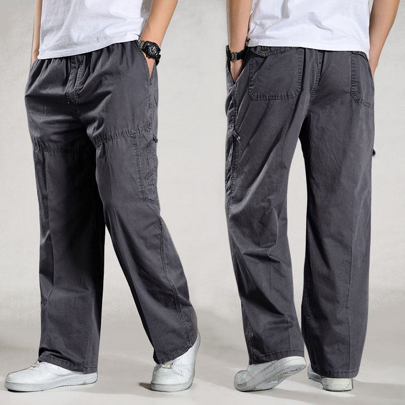 Men's Cargo Cotton Loose Multi Pocket Sweatpants 6XL