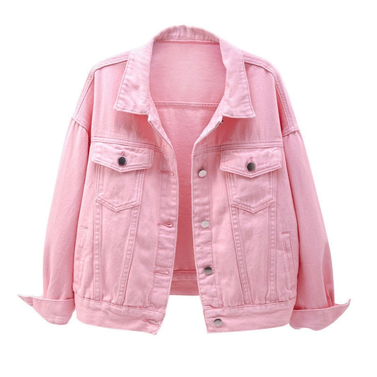 Solid Colored Denim Plus Size Women's Jean Jacket to 4X