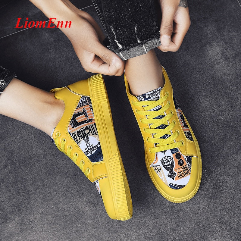 Graffiti Print Women's Flat Vulcanized Sneakers