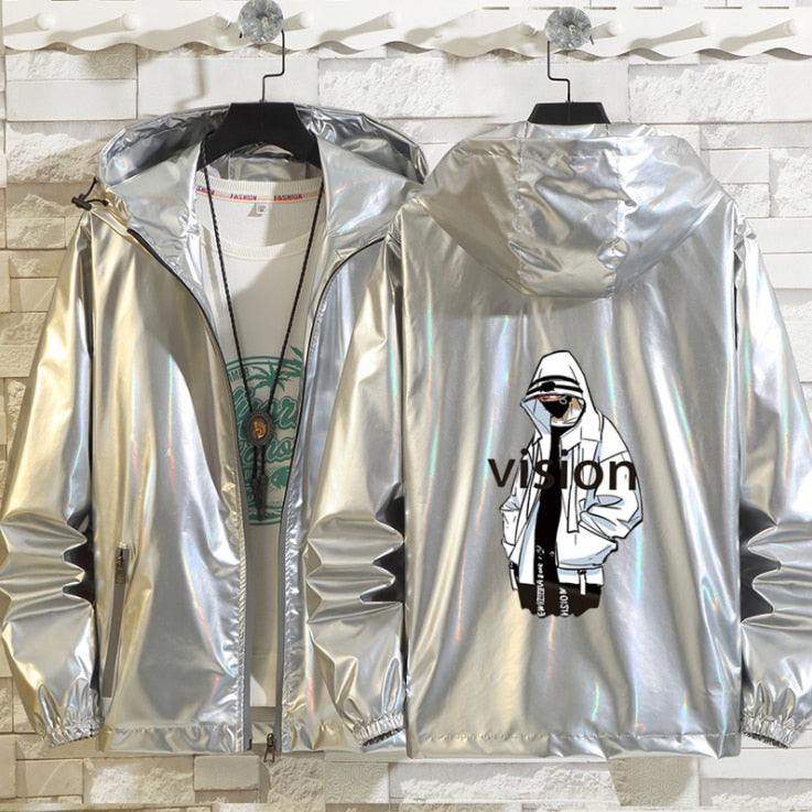 Shiny Men's Bomber Hooded Jacket