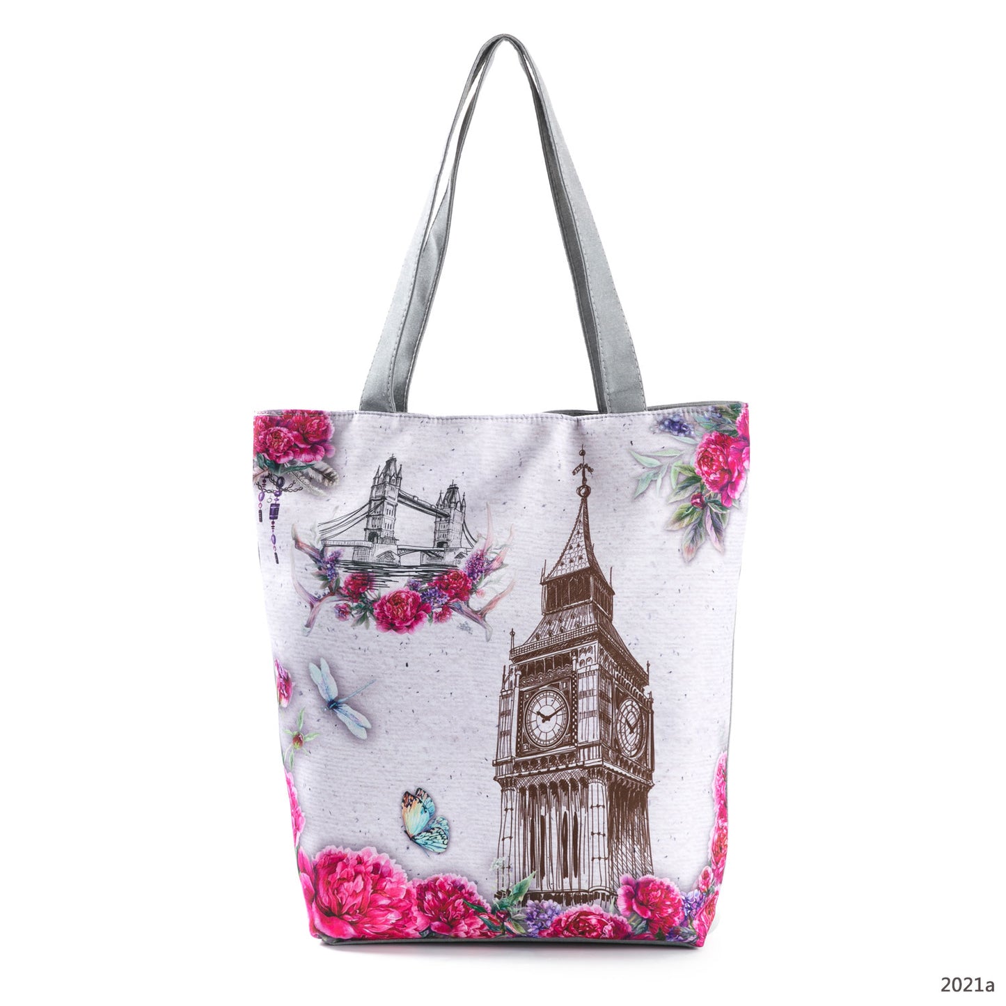 Floral Print Women Shoulder Canvas Shopping Tote Bag