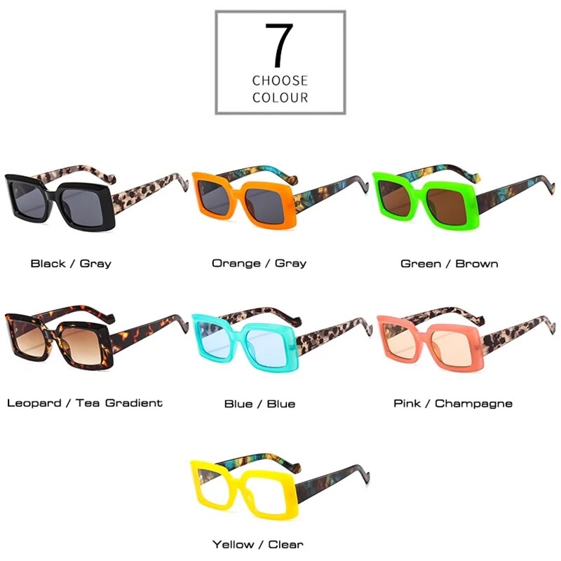 Colorful Square Candy Color Glasses Retro Rectangular Sunglasses UV400