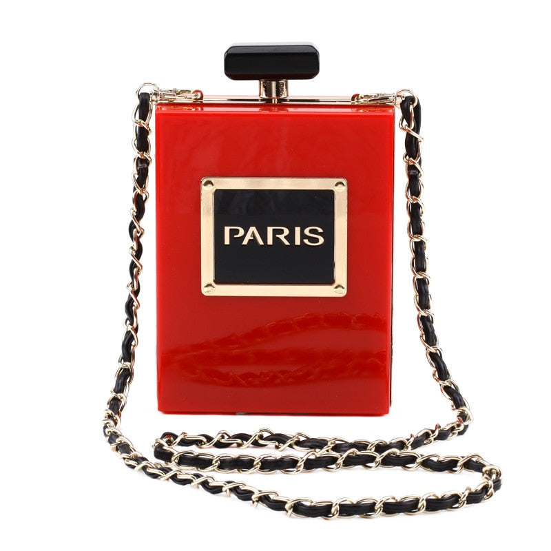 Women's Acrylic Paris Perfume Shaped Clutch Purse