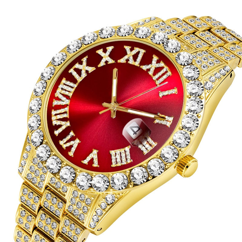 Silver/Gold Diamond Stainless Steel Colored Quartz Watch