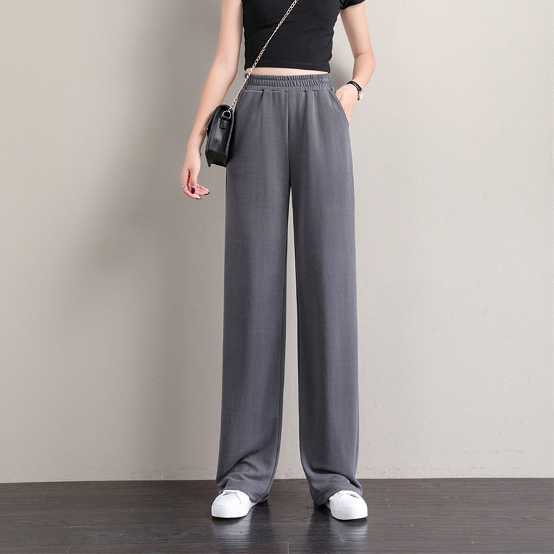 Straight Wide Leg High Waist Ladies Sweatpants