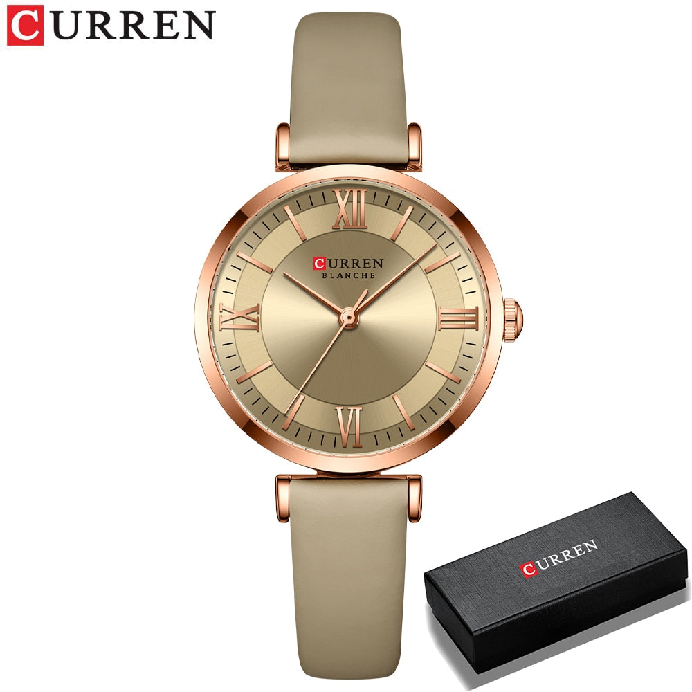 Round Quartz Leather Ladies Watches