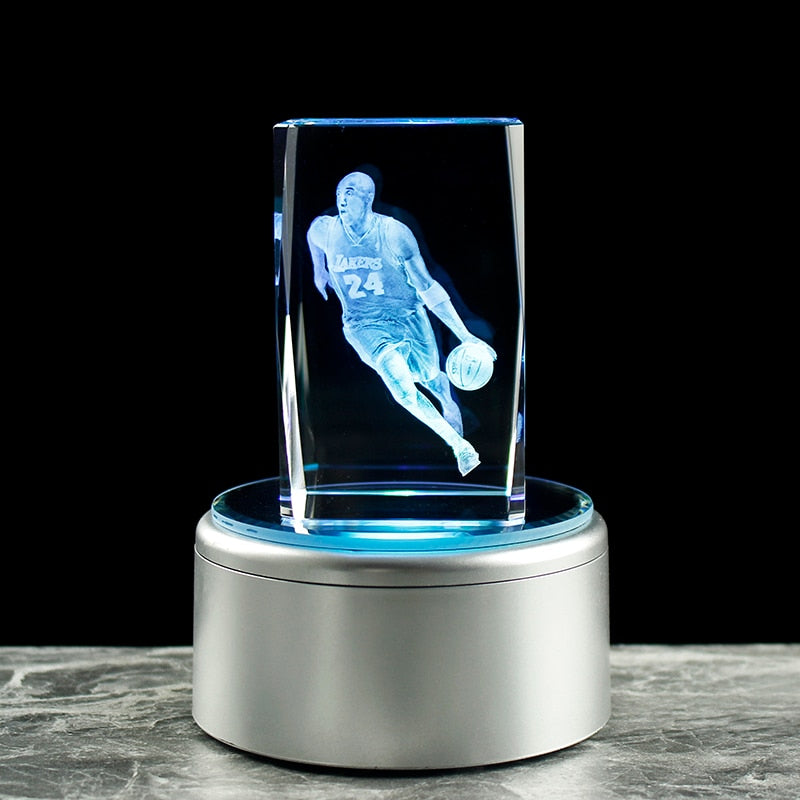 Mamba Never Out Crystal 3D Kobe Bryant Laser Engraved Cube