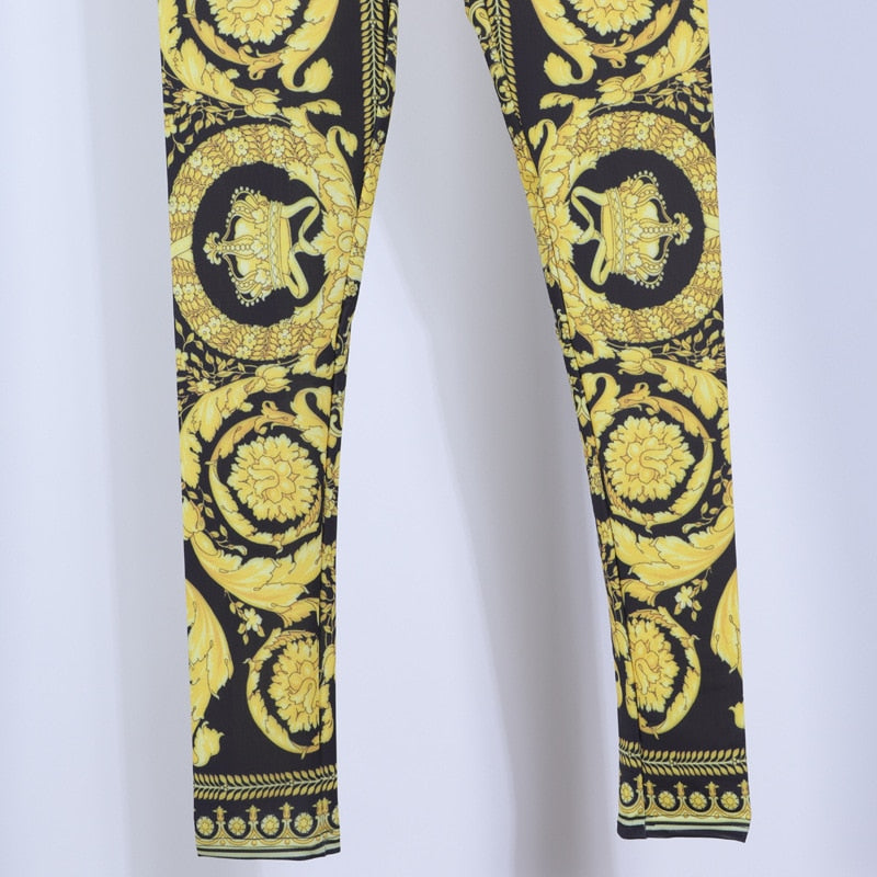 Italian Gold/Black Women's Printed Leggings