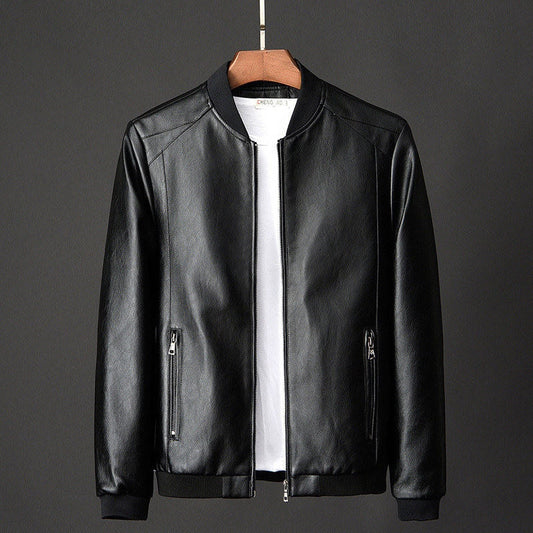 Men's Faux Leather Bomber Biker PU Baseball Jacket to 7X