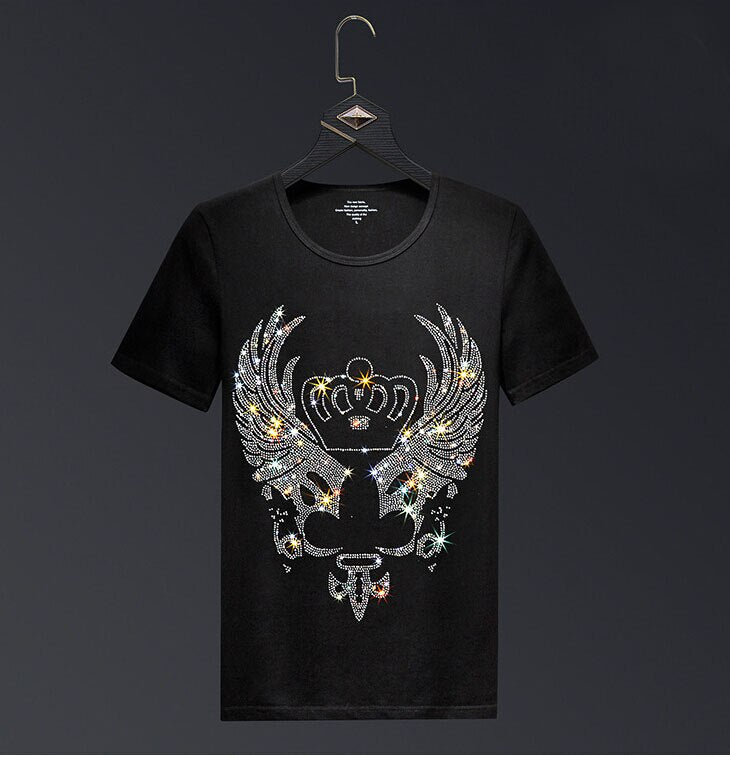 Men's Rhinestone Angel Wing/Crown T-Shirt