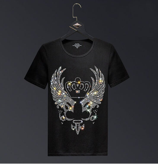 Men's Rhinestone Angel Wing/Crown T-Shirt