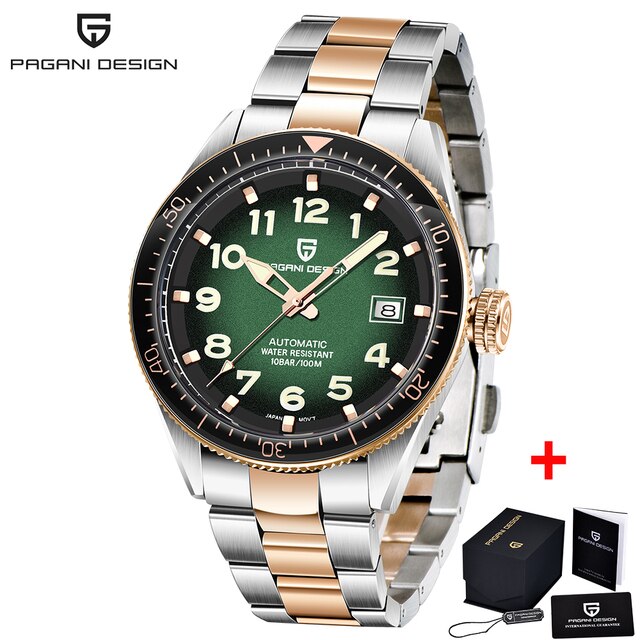 Men's Mechanical Glass Automatic Stainless Steel Waterproof Clock Watch