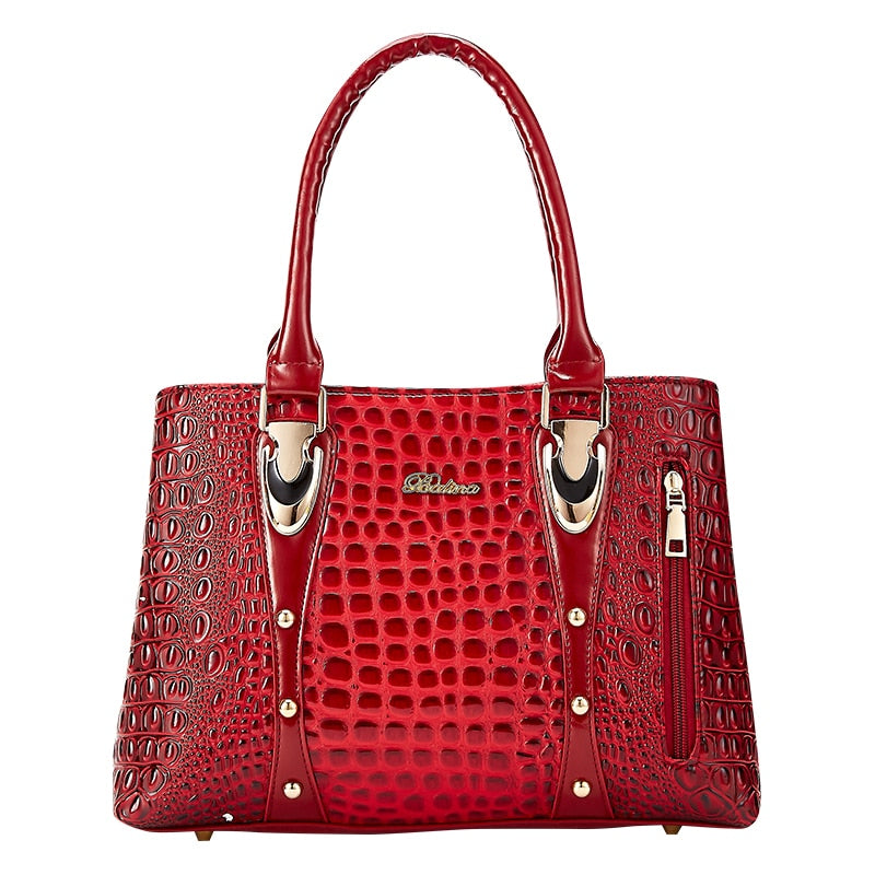 Ladies Crocodile Leather Large Satchel Purses