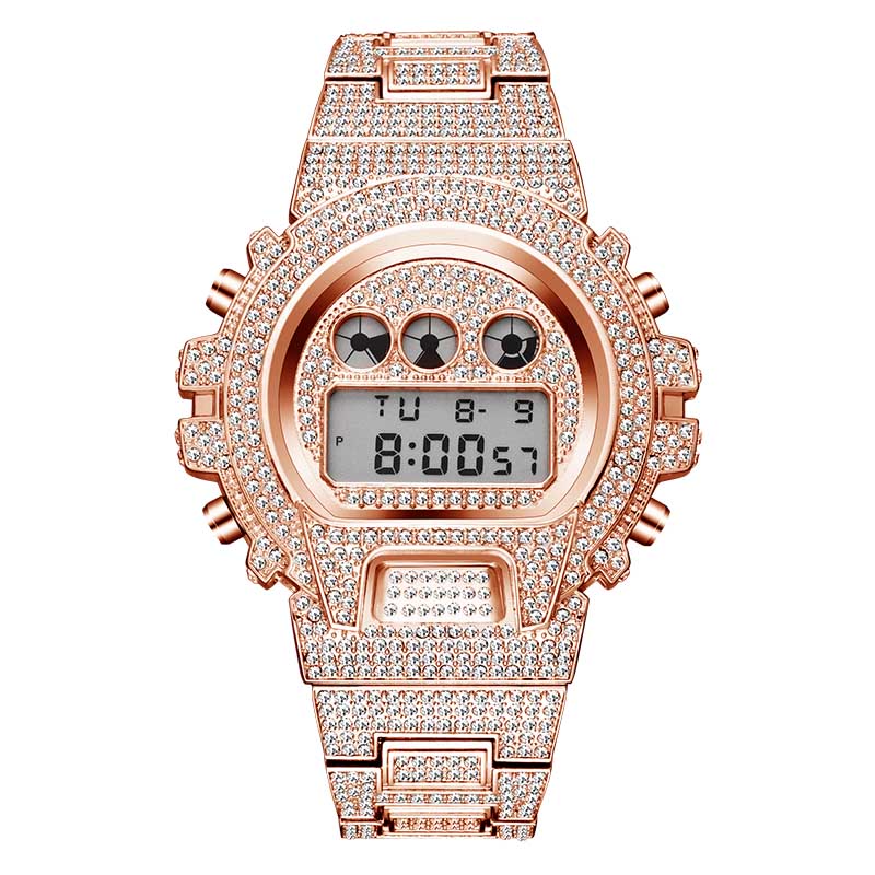 Multi-Function G Style Shock Digital Mens Watches Top Luxury Brand LED 18K Gold Plated Iced Out Watch