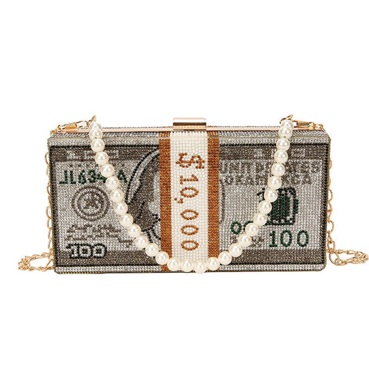 Stack of Cash Women Diamond Money Purse