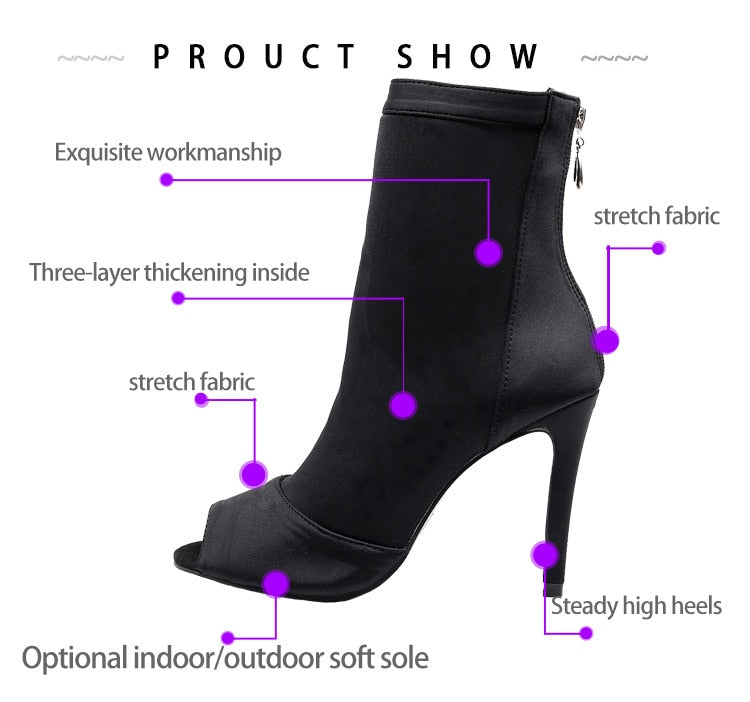 High Heel Ladies Black Ankle Boots