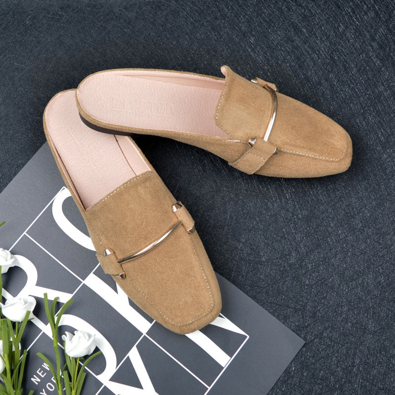 Slip-On Wooden Block Heel Ladies Platform Mules