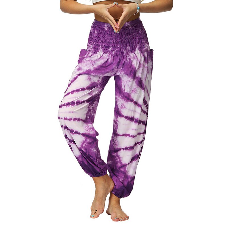 Tie-Dye Pocket Gradient Bohemian Ladies Pants Plus to 5X