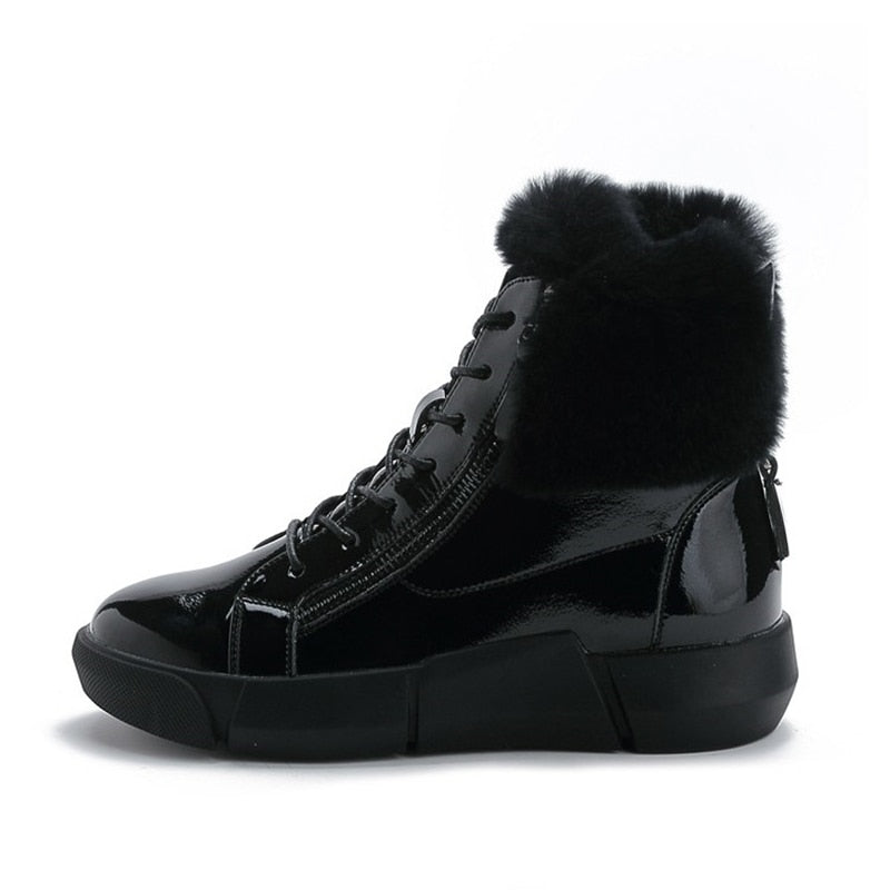 Patent Leather Waterproof Ankle Snowboots