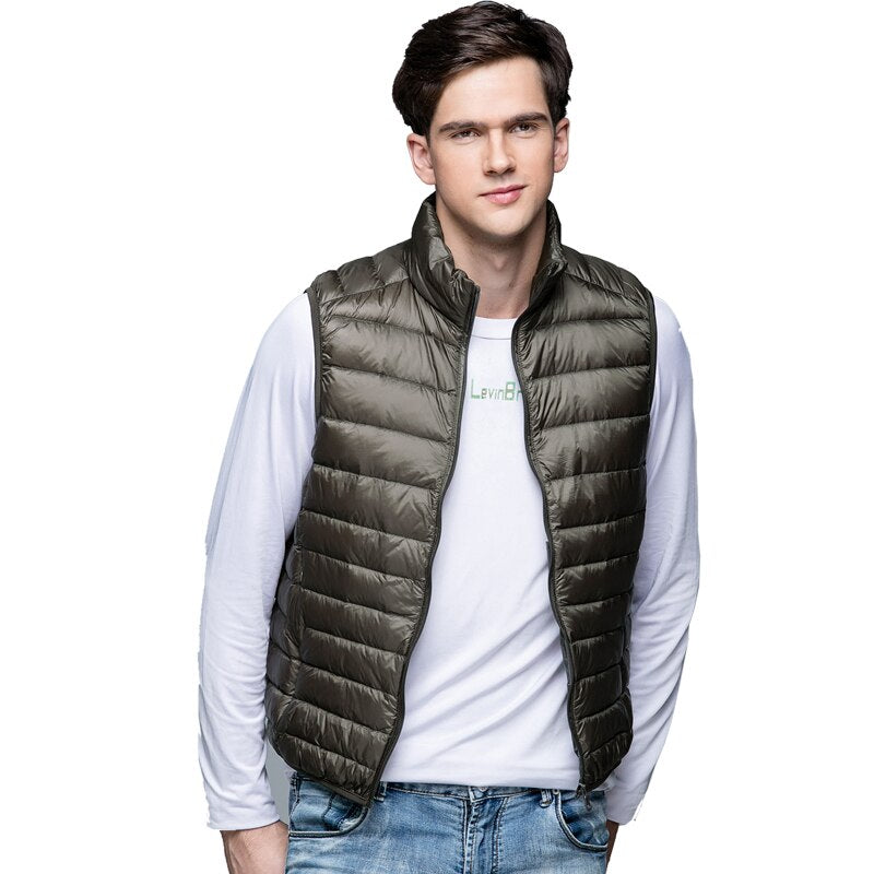 Duck Down Vest Ultra Light Men's Sleeveless Ribbed Vests