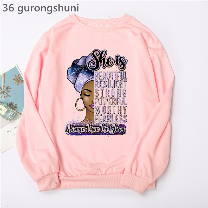 Black Woman Graphic Print Hoodie Sweatshirts