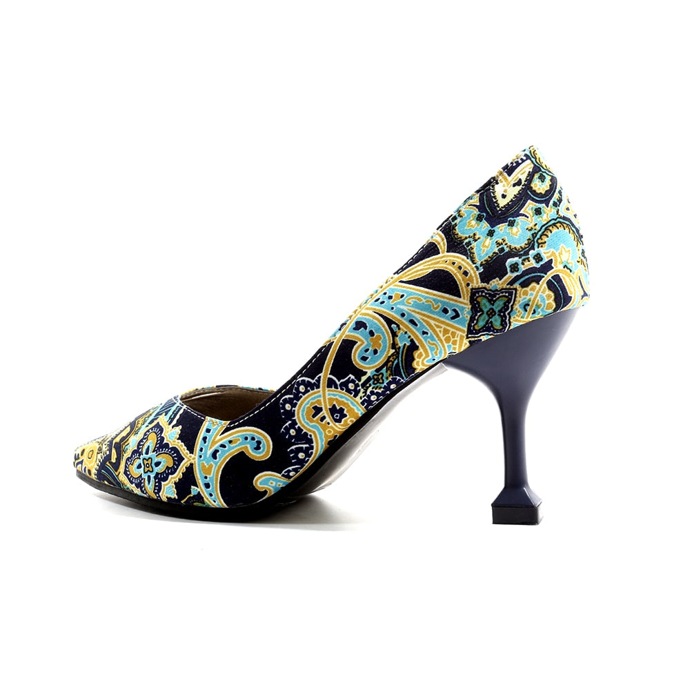 Paisley Print Pointed Toe Pumps