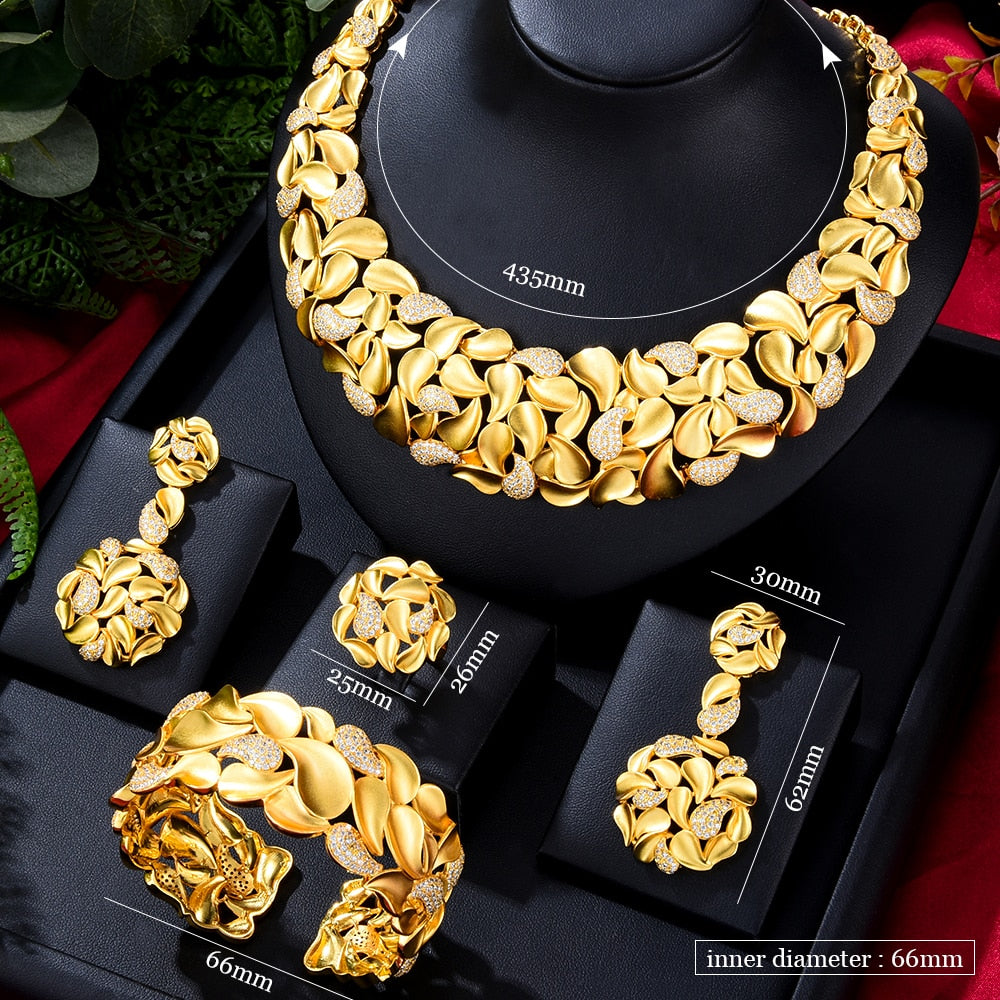 Formal Zircon Crystal Dubai Bridal Jewelry Set Gift