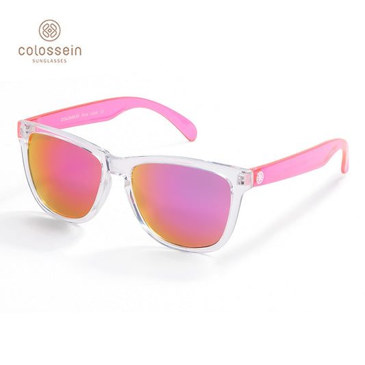 Women's Gradient Colorful Lens Glasses Classic Retro Eyewear Transparent Frame UV400 Sunglasses Men