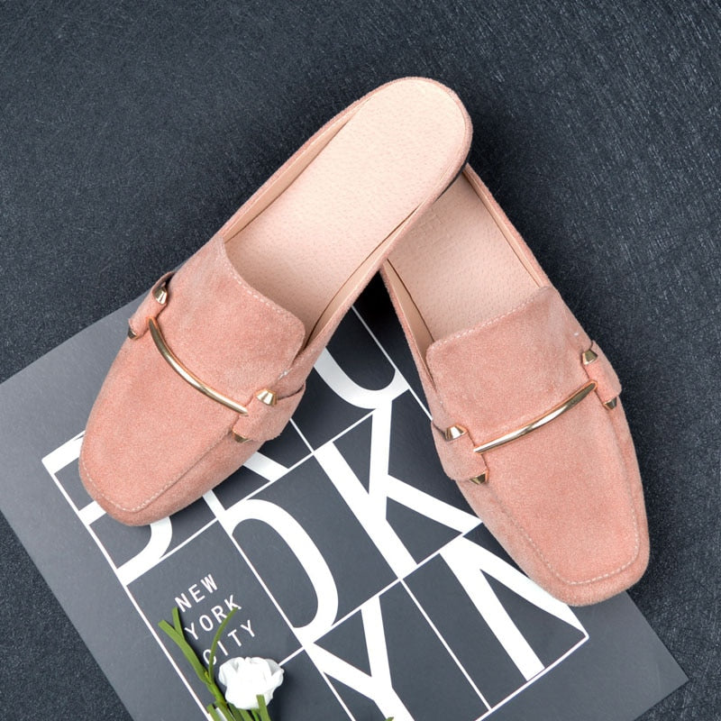 Slip-On Wooden Block Heel Ladies Platform Mules