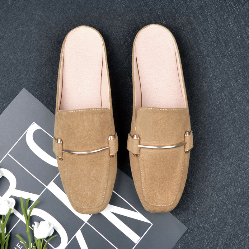 Slip-On Wooden Block Heel Ladies Platform Mules