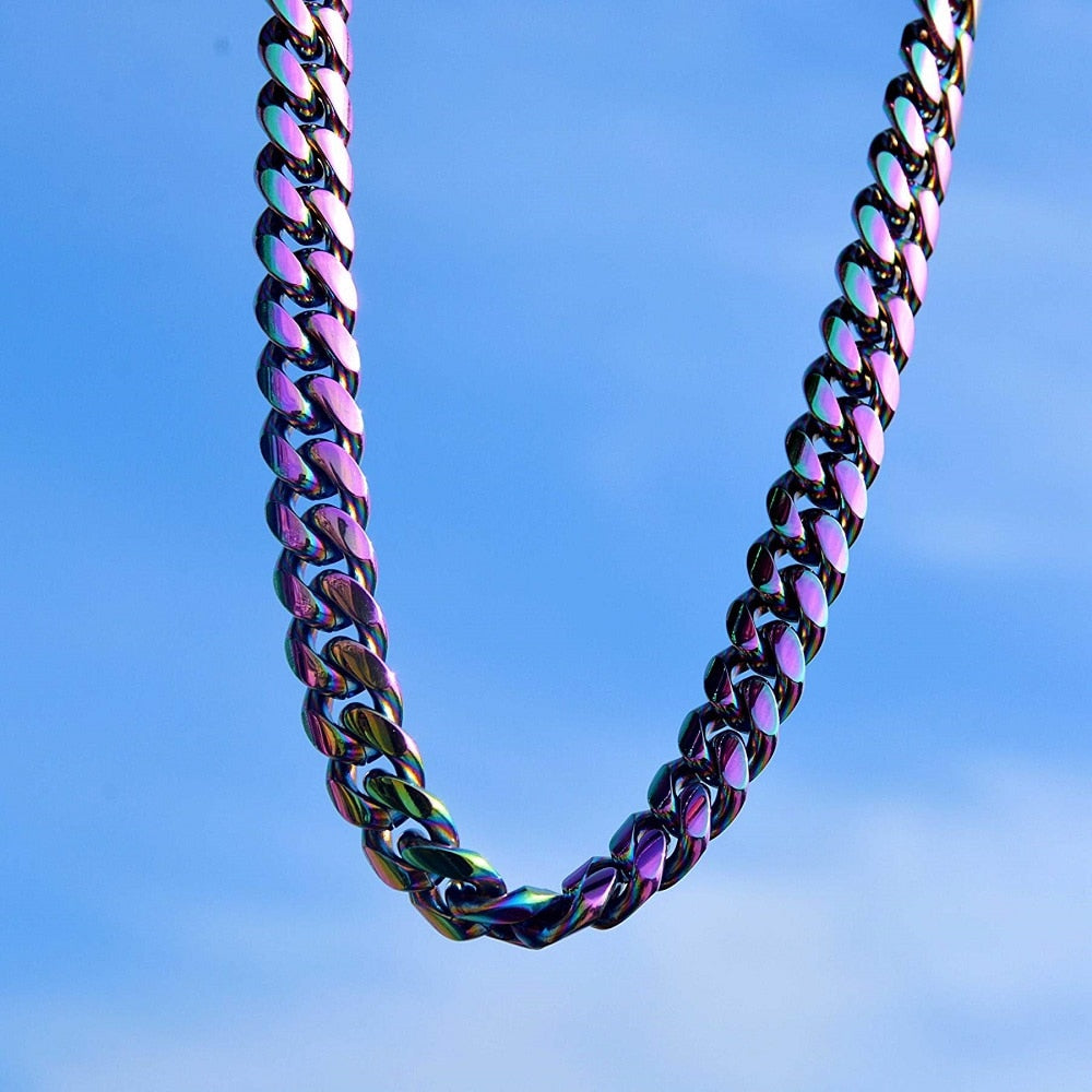 Stainless Steel Hip Hop Multi-Colored Cuban Chain