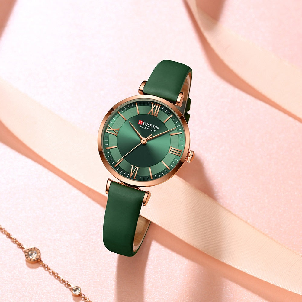 Round Quartz Leather Ladies Watches