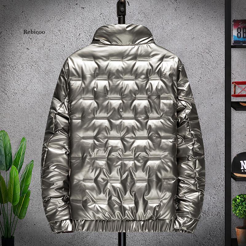 Men's Shiny Collar Warm Bomber Parka Waterproof Jacket