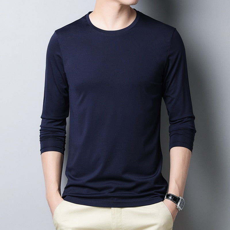 Men's Cotton Long sleeve Solid Color Slim Fit T-Shirt