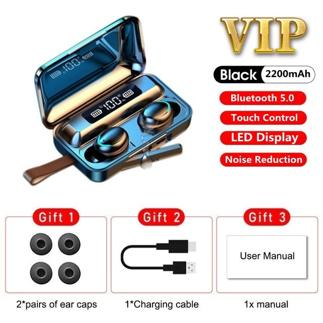 Bluetooth V5.0 Earphones 2200mAh Charging Box Wireless Headphone Stereo Sports Waterproof Earbuds Headsets With Mic