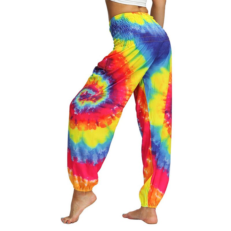 Tie-Dye Pocket Gradient Bohemian Ladies Pants Plus to 5X