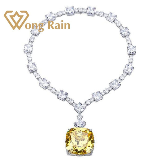 Sterling Silver Moissanite Citrine Gemstone Pendant Necklace