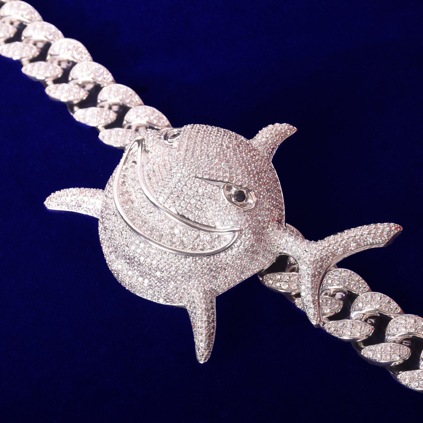 Iced Shark Pendant Cuban Link Chain