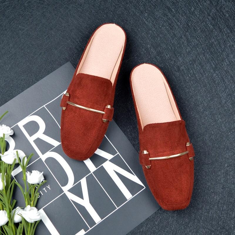 Slip-On Wooden Block Heel Ladies Platform Mules