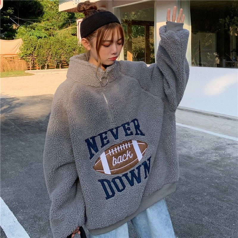 "Never Down" Long Sleeve Hoodie Ladies Sweatshirt